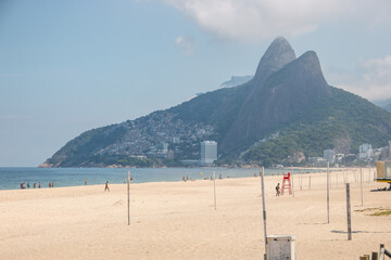 empty ipanema beach during the coronavirus pandemic in rio de janeiro.