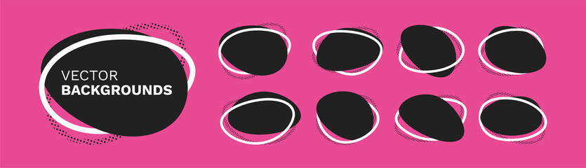 Collection of round shapes in circle frames. Vector backgrounds.