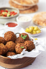 Vegetarian dish - falafel balls from spiced chickpeas	