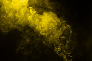 Yellow and pink steam on a black background.