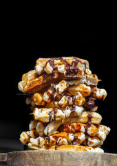 Belgian sugar waffles on sale in bakery in Brugge, Belgium