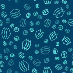 Green line Layers clothing textile icon isolated seamless pattern on blue background. Element of fabric features. Vector