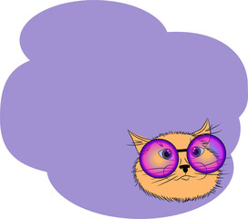 funny painted cat in sunglasses for lettering design and postcard design and prints