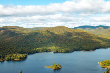 Panoramic view of Mount Tremblant Park and Lake Monroe
