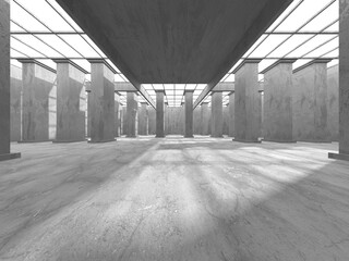 Abstract architecture background. Empty rough concrete interior