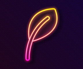 Glowing neon line Leaf icon isolated on black background. Leaves sign. Fresh natural product symbol. Vector