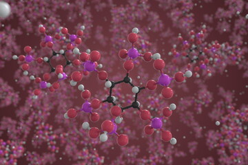 Phytic acid molecule, scientific molecular model, 3d rendering