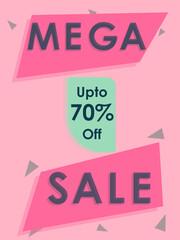 Mega Sale Banner, 70% Offer. Sale Banner Template. Vector Illustration.