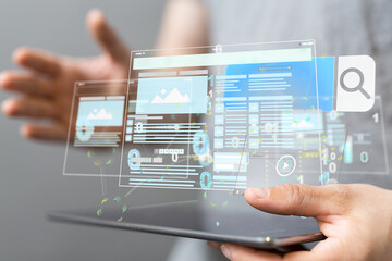 web develop interface web application in hand
