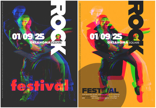 Concert Poster Mockup And RGB Glitch Effect