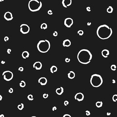 Doodle circles seamless pattern. Monochrome hand drawn texture background.