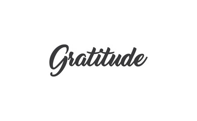 Gratitude word lettering design. Hand drawn lettering style. Thankful and motivational message.