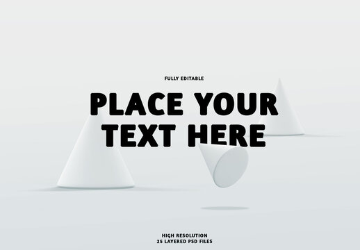 3D Cone on Light Gray Surface with Shadows Mock Up