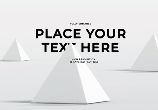 Three White Pyramids on Light Surface Mockup