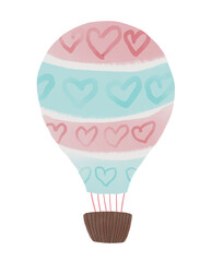 Cute baby hot air-balloon with brown basket