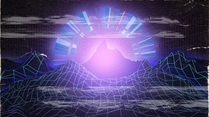 Rolgordijnen Synthwave-achtergrond © neonfish