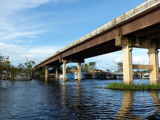 Bridge of the federal highway 319 over the river Parana do Araça near Araça. Amazon, Brazil.