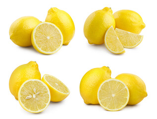 Lemon fruits collection, isolated on white background