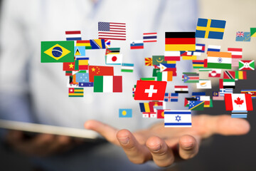 Global communication, international messaging and translation concept