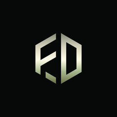 Fototapeta premium Hexagon Shape Logo with Letters FD