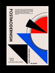 Artwork, poster inspired postmodern of vector abstract dynamic symbols with bold geometric shapes, useful for web background, poster art design, magazine front page, hi-tech print, cover artwork.