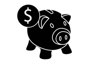Cerdo hucha con símbolo de  dólar, concepto de ahorro