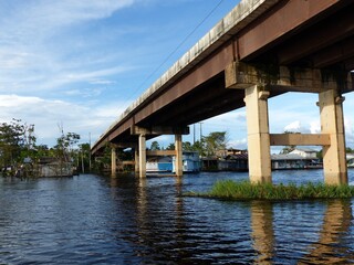 Bridge of the federal highway 319 over the river Parana do Araça near Araça. Amazon, Brazil.