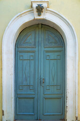 An old door to an ancient Christian Lutheran temple.