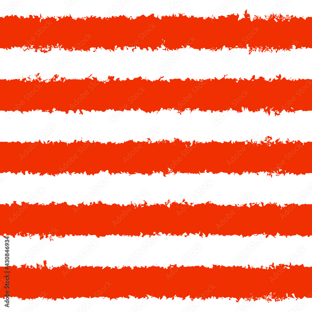 Aufkleber Torn lines pattern. Seamless red and white horizontal lines. Vector.