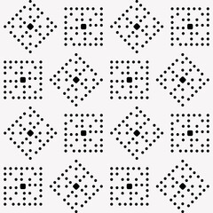 Tile from circles. Diamonds and squares one through one. Vector.