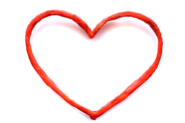 symbol of the heart of red paper on a white background. Paper heart.