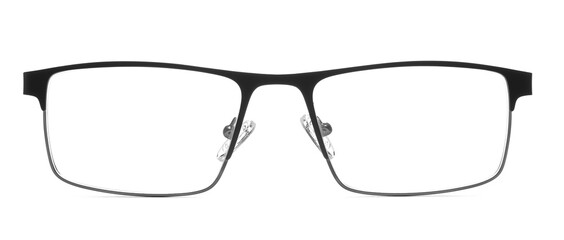 New black eye glasses isolated on white