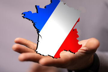 france map of the country 3d in hand