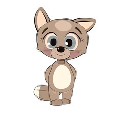 Little cub Dog. puppy. Isolated object on white background. Cheerful kind animal child. Cartoons flat style. Funny. Vector
