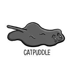 CATPUDDLE Funny cat as a puddle Digital Illustration