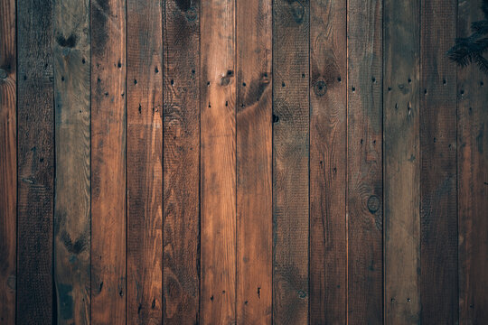 Wood plank texture. Dark grain panel board table with copy space. Old floor wooden pattern. Timber plank surface wall for vintage grunge wallpaper. Abstract desk Natural concept.