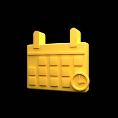 Calendar 3d icon isolated on black. 3D calendar icon. 3d rendering illustration of calendar. 3d calendar icon isolated on black