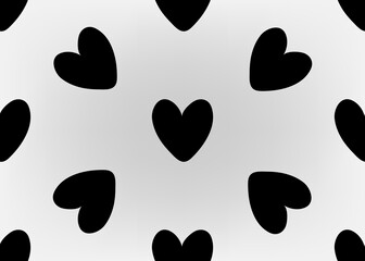 Geometric seamless pattern with black hearts.