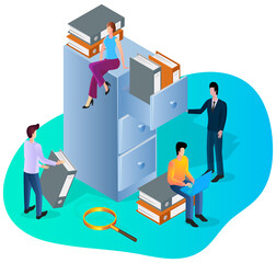 Business projects.Project management concept.Startup development and business meeting.Venture funds and support for new ideas.3d image.Isometric vector illustration.