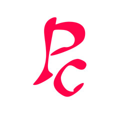 Pc initial handwritten pink logo for identity