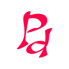 Pd initial handwritten pink logo for identity