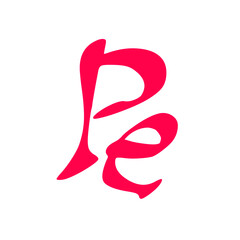 Pe initial handwritten pink logo for identity