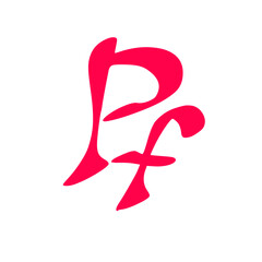 Pf initial handwritten pink logo for identity