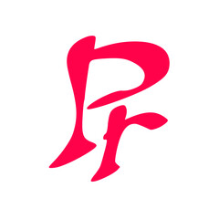 Pr initial handwritten pink logo for identity