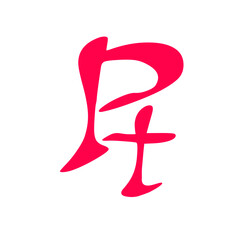 Pt initial handwritten pink logo for identity