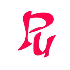 Pu initial handwritten pink logo for identity