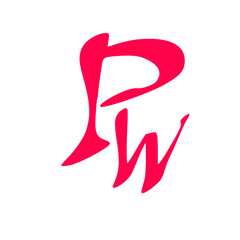 Pw initial handwritten pink logo for identity