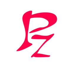 Pz initial handwritten pink logo for identity