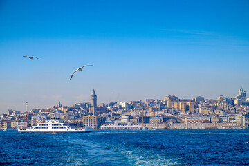 galata tower view and the Bosphorus