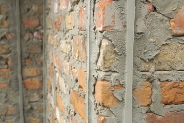 Construction. Building Beacons On The Wall. Construction beacons made of cement